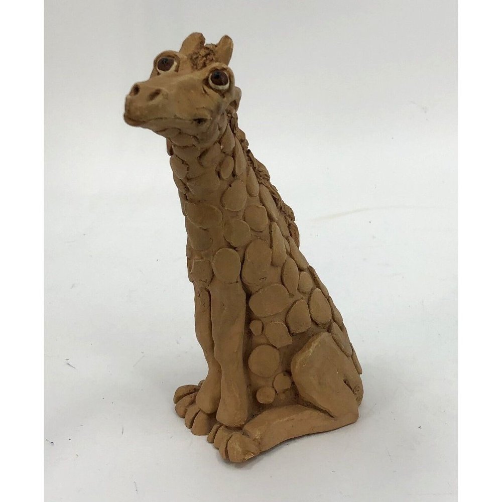 VTG Dave Grossman Baby Giraffe Caricature Animal Clay Figure Sculpture Signed 73